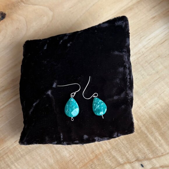 Amazonite and Sterling Silver Earrings Beautiful Deep Colour - Picture 2 of 5